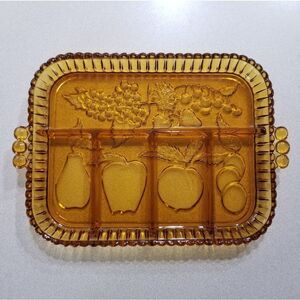Vintage 5 Part Relish Tray‎ Indiana Glass Amber